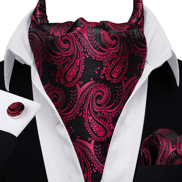 burgundy tie Paisley Silk Mens Suit Cravat Tie Set