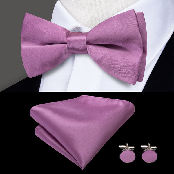 Ties2you Solid  Tie Violet Purple Y Back Brace Clip-On Men's Suspender With Bow Tie Set