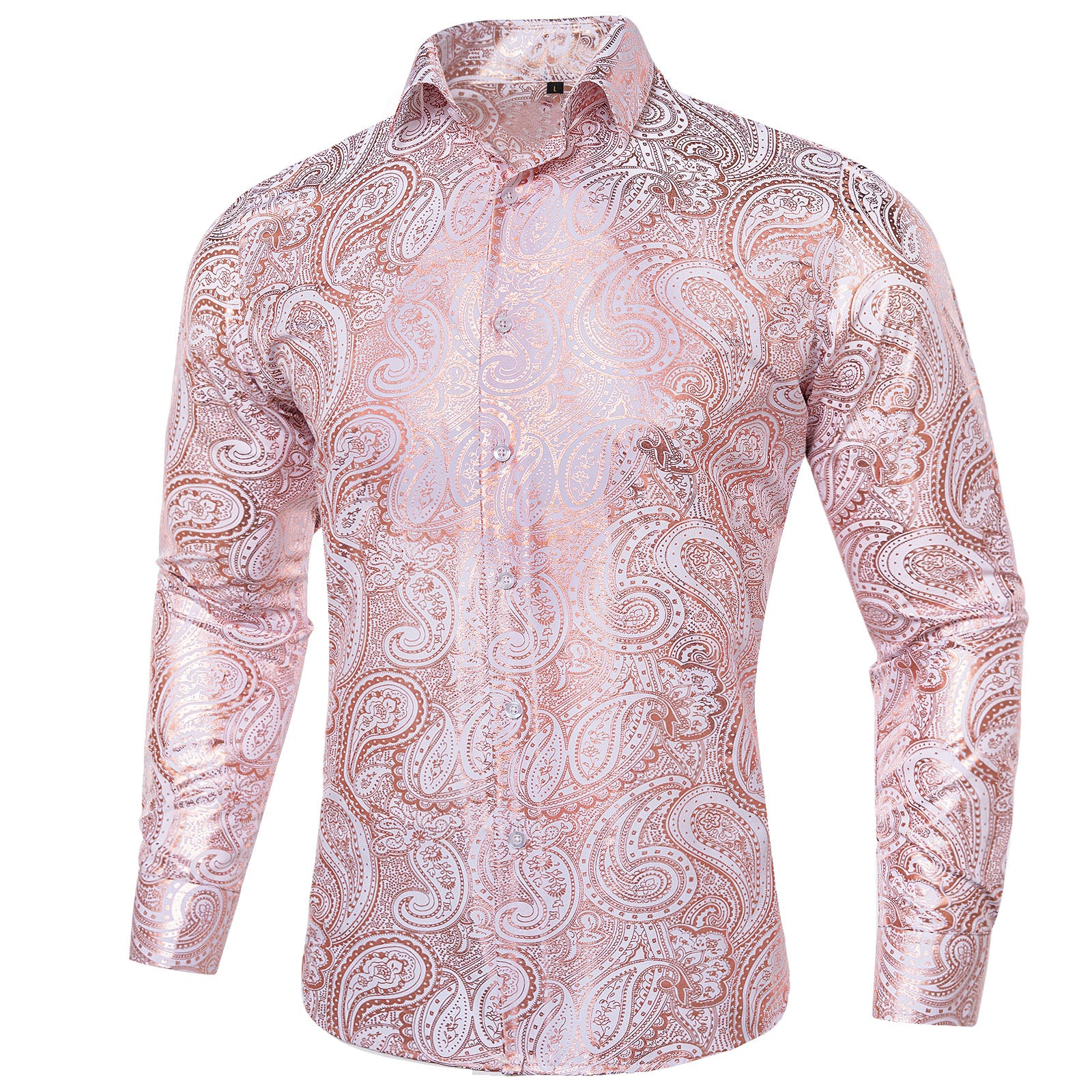 Ties2you Mens Pink Dress Shirt Paisley Silk Long Sleeve Button Down Fo