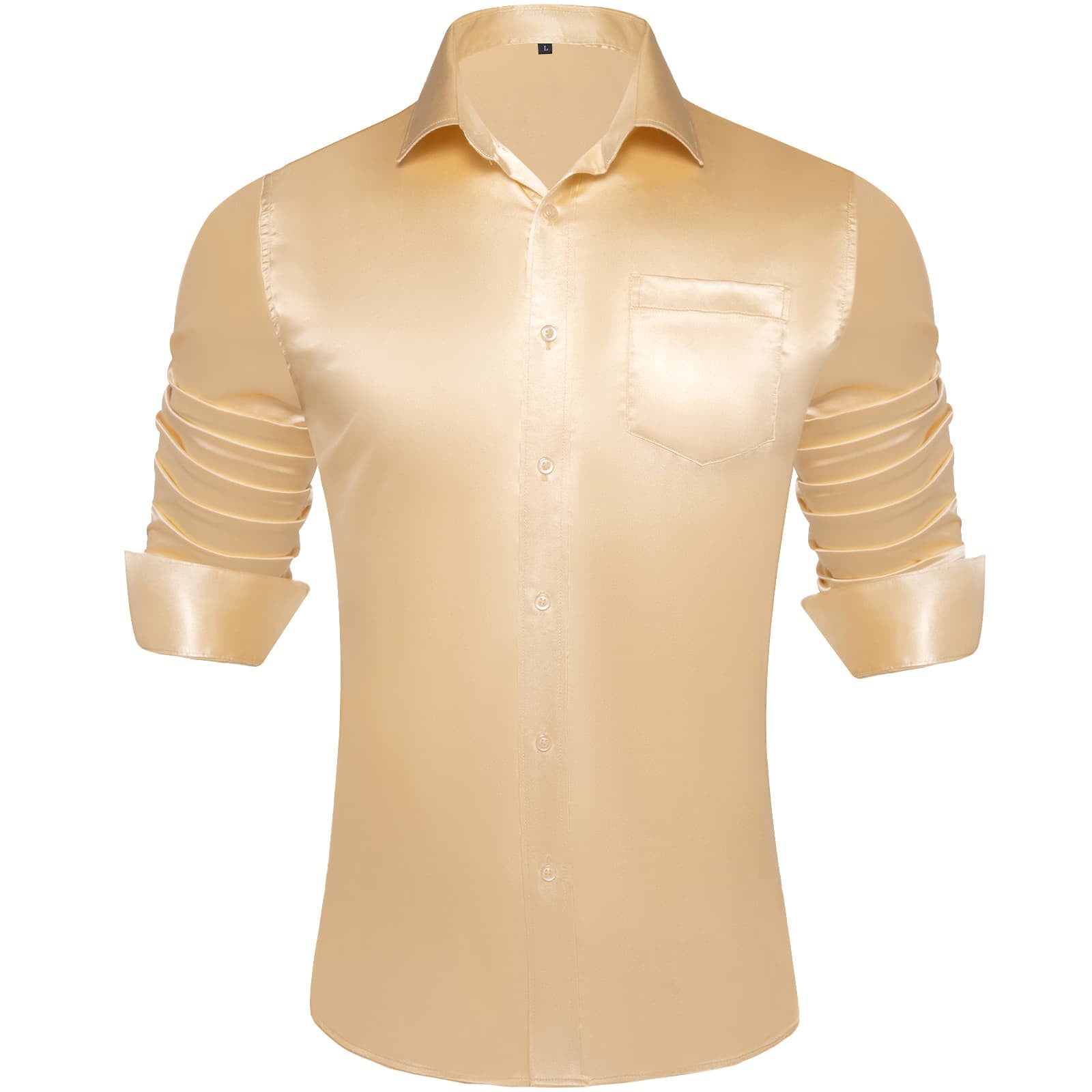 Ties2you Suit Shirt Wheat Solid Satin Mens Silk Button Down Long Sleeve Shirt Ties2you Suit Shirt Wheat Solid Satin Mens Silk Button Down Long Sleeve Shirt
