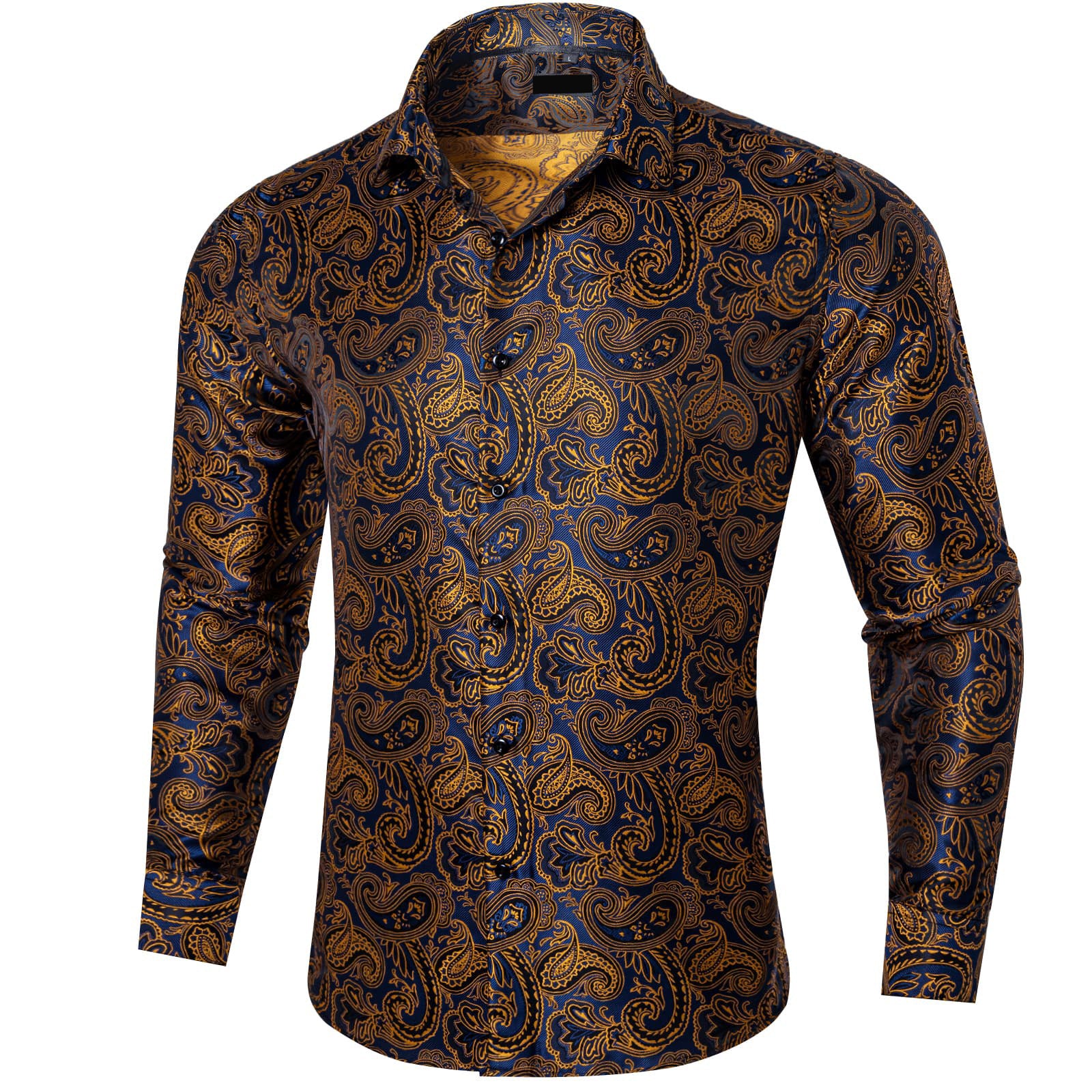 Ties2you Button Down Shirt Navy Blue Gold Paisley Dress Shirts for Men ties2you Ties2you Button Down Shirt Navy Blue Gold Paisley Dress Shirts for Men ties2you