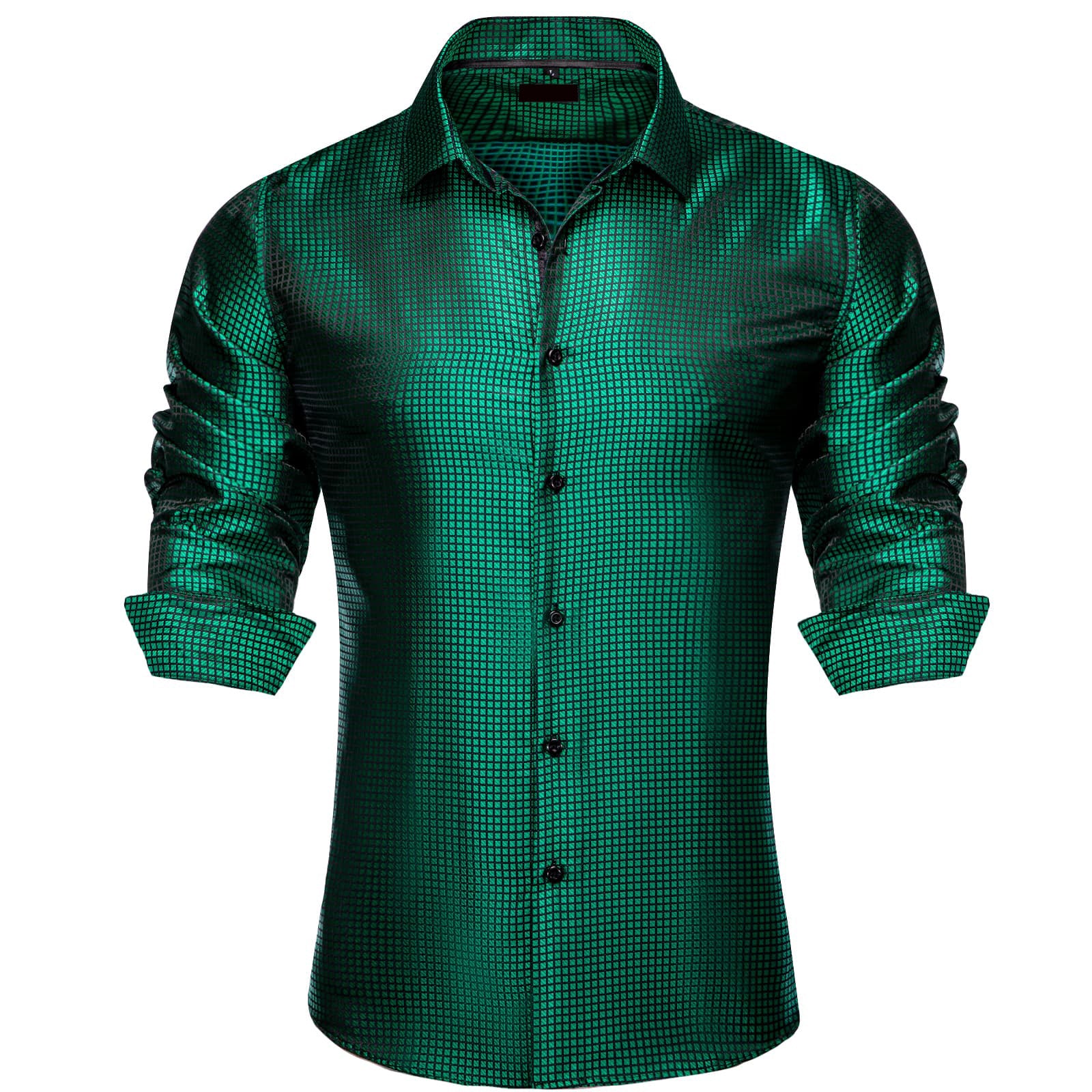 Ties2you Silk Shirt Emerald Green Plaid Button Down Mens Dress Shirt ties2you Ties2you Silk Shirt Emerald Green Plaid Button Down Mens Dress Shirt ties2you