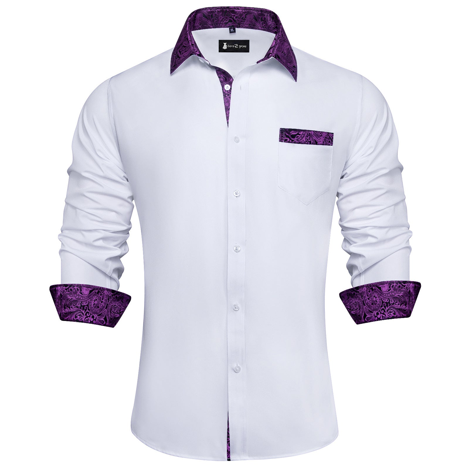 Ties2you Splicing Shirt White Button Down Long Sleeve Shirt for Men –  ties2you