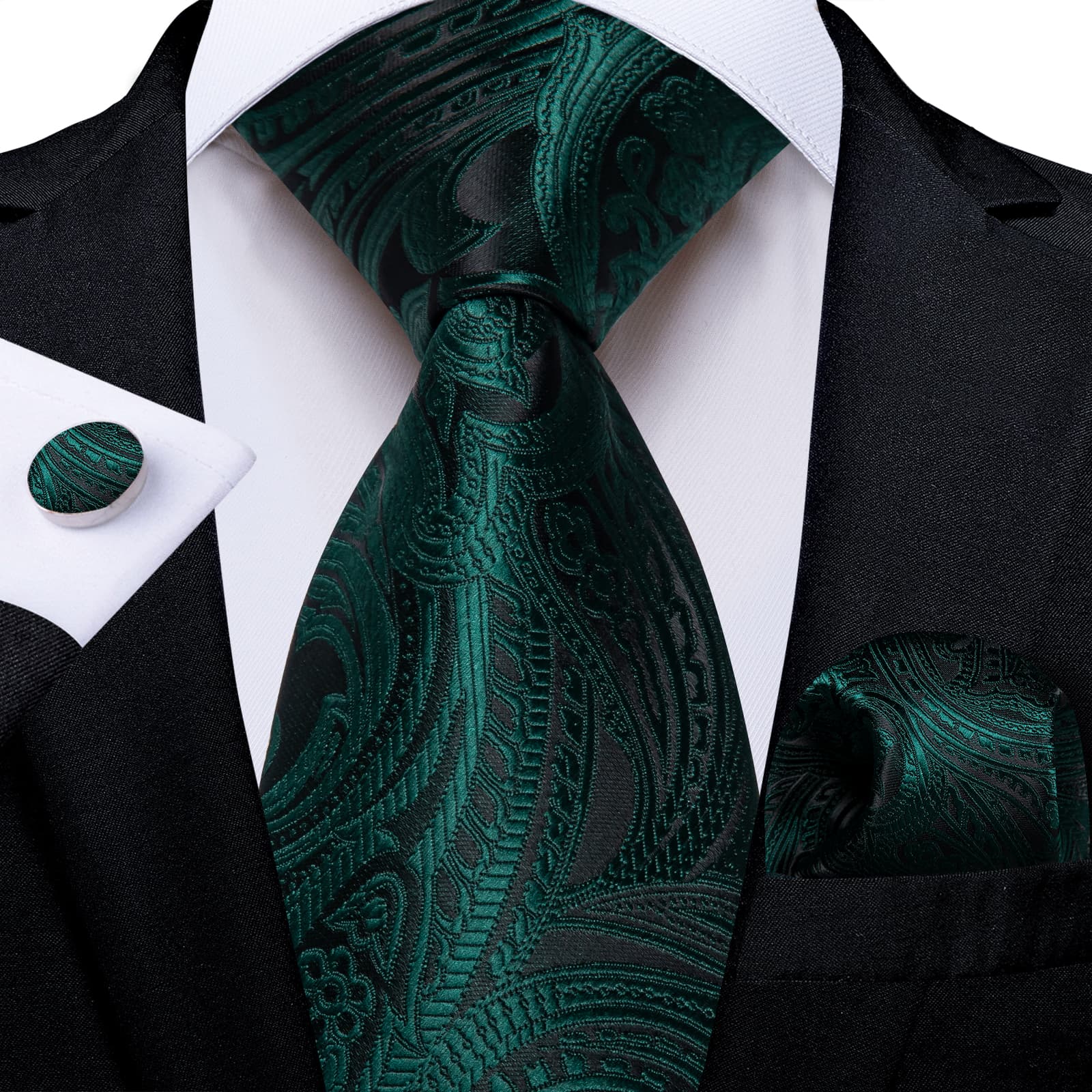 Ties2you Neck Tie Phthalo Green Floral Silk Mens Dress Tie Pocket Square Cufflinks Set for Formal Ties2you Neck Tie Phthalo Green Floral Silk Mens Dress Tie Pocket Square Cufflinks Set for Formal