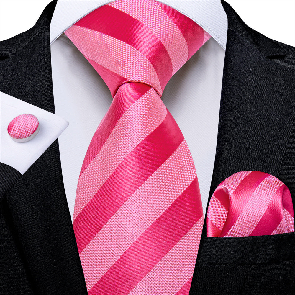 Ties2you Rose Pink Striped Mens Tie Pocket Square Cufflinks Set ties2you Ties2you Rose Pink Striped Mens Tie Pocket Square Cufflinks Set ties2you