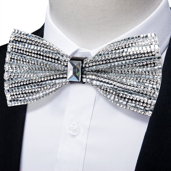 Sliver Imitated Crystal Bow Tie for Men Pre-tied Bowtie for Party