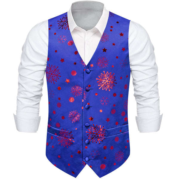 Christmas Blue Red Snowflake Novelty Splicing Jacquard Men's Vest