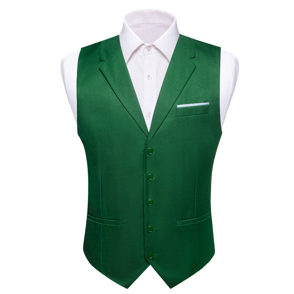 ForestGreen Solid Jacquard Men's Collar Vest