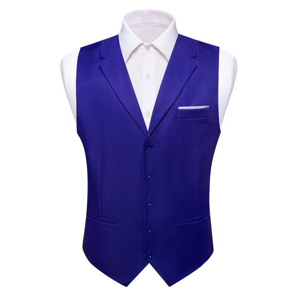 MidnightBlue Solid Jacquard Men's Collar Vest
