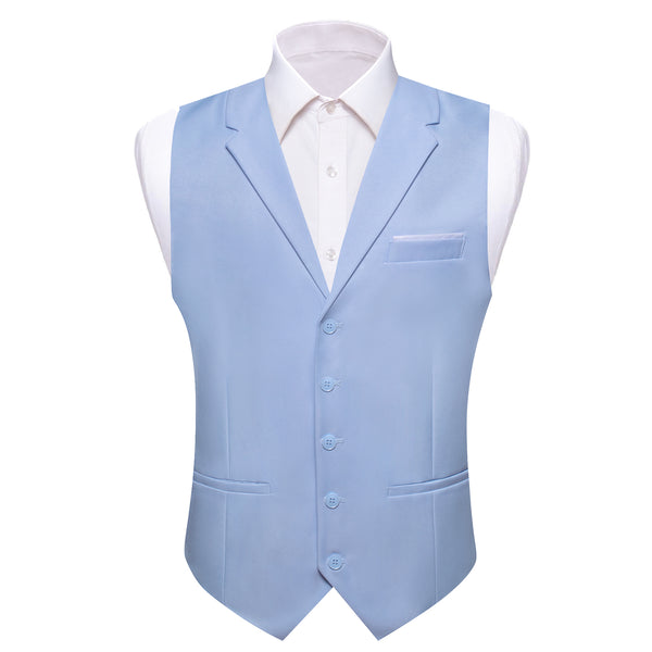 LightSteelBlue Solid Jacquard Men's Collar Vest