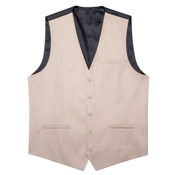 Cream Pink Solid Jacquard Men's Single Vest