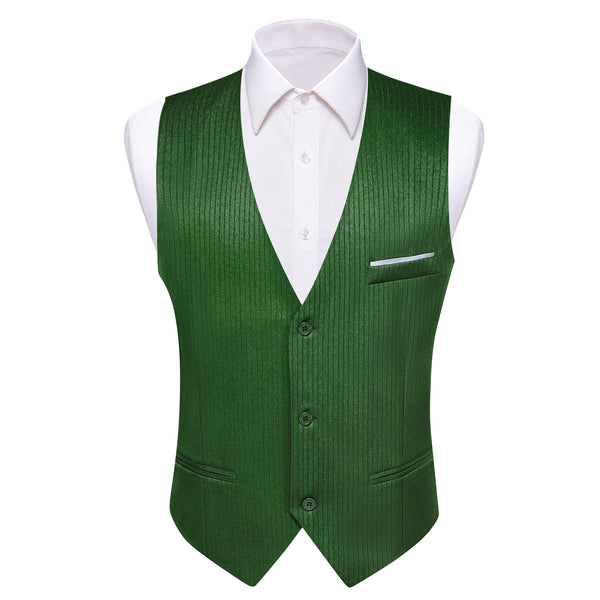 Grass Green Solid Men's V-Neck Business Vest