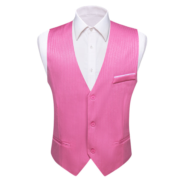 Petal Pink Solid Men's V-Neck Business Vest