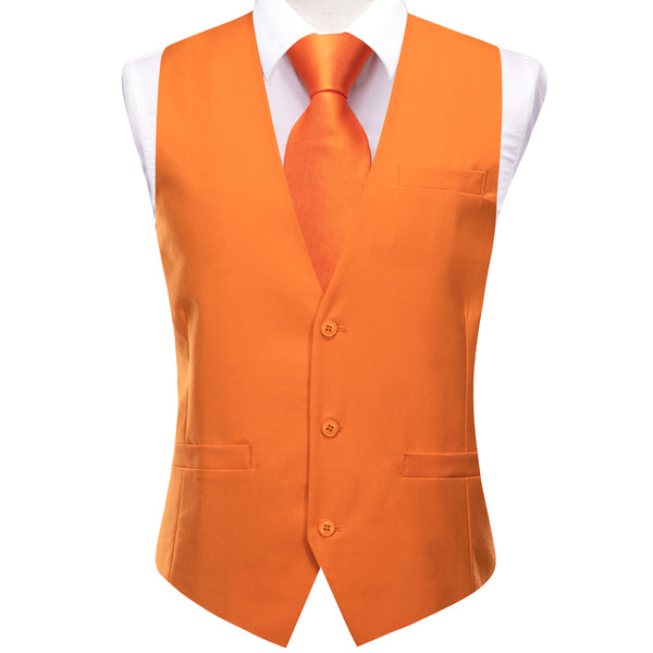 Carrot Orange Solid Splicing Jacquard Men's Vest