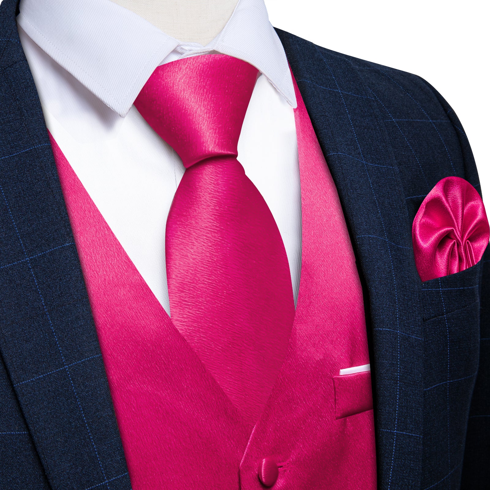 pink dress shirt black vest Street Style!