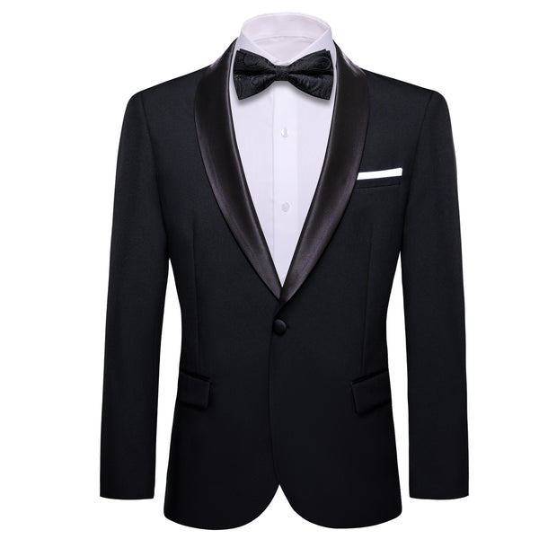 Classic Black Solid Shawl Lapel Suit Men's Suit for Wedding