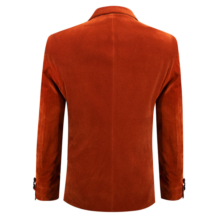 Burnt Orange Solid Silk Peak Collar Suit