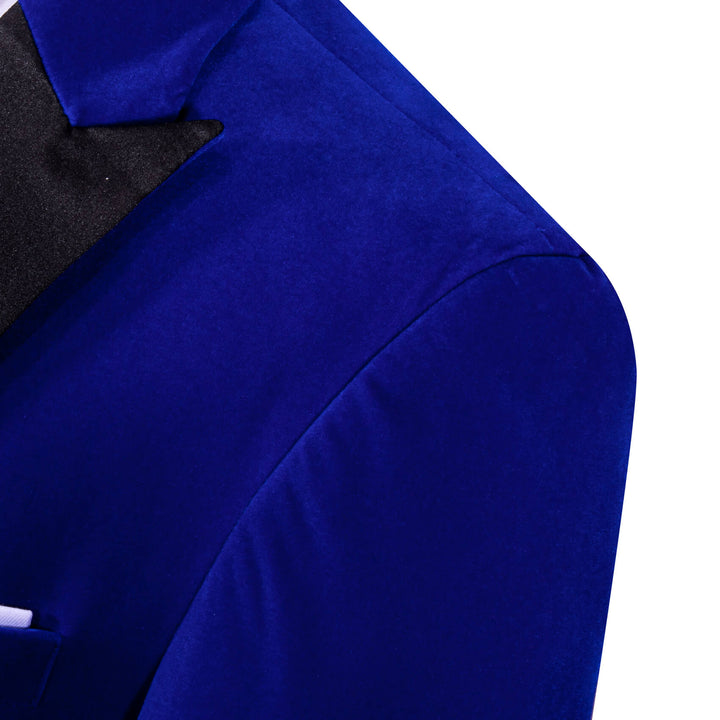 Navy Blue Solid Silk Men's Slim Suit