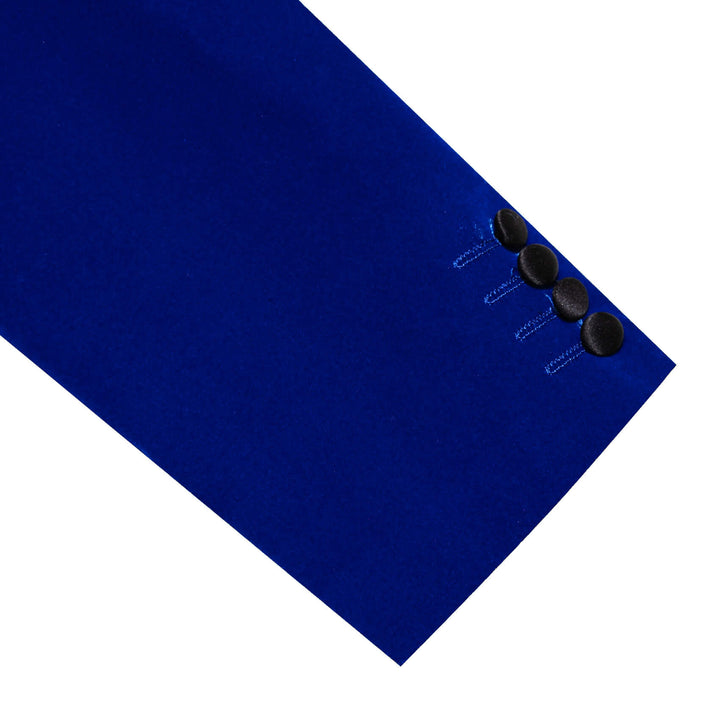 Navy Blue Solid Silk Men's Slim Suit