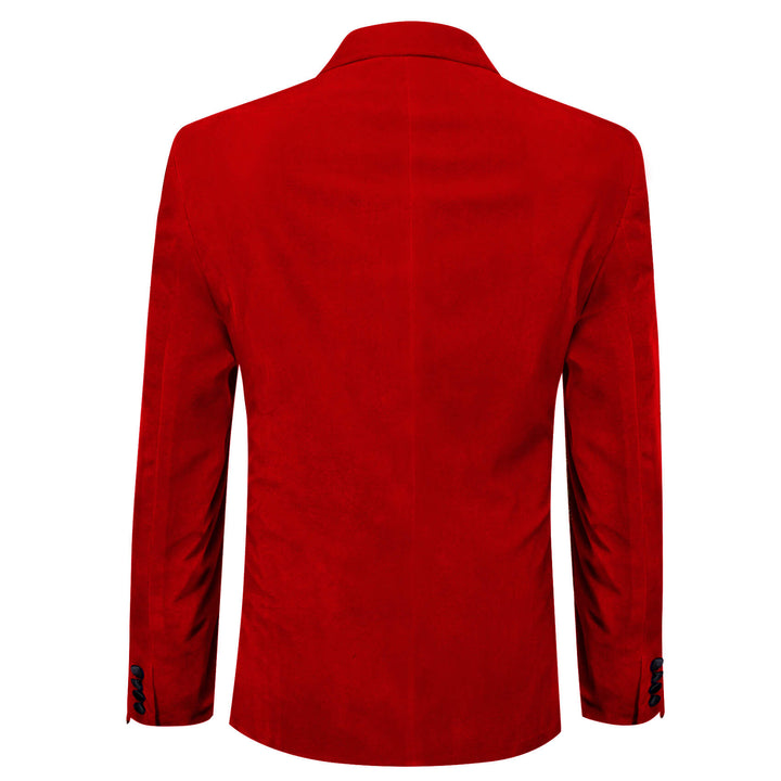 Fire Brick Red Solid Silk Men's Suit