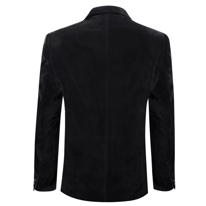 Black Solid Silk Slim Men's Blazer Suit