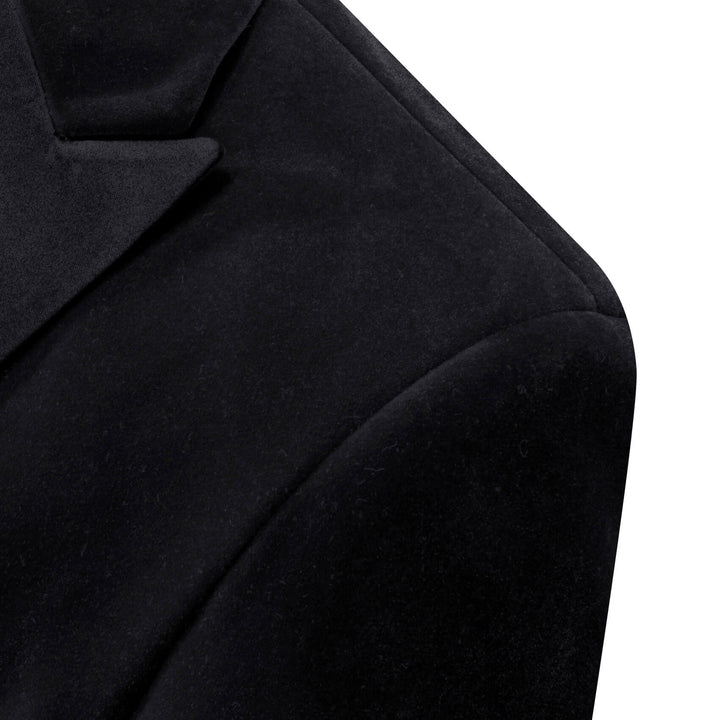 Black Solid Silk Slim Men's Blazer Suit