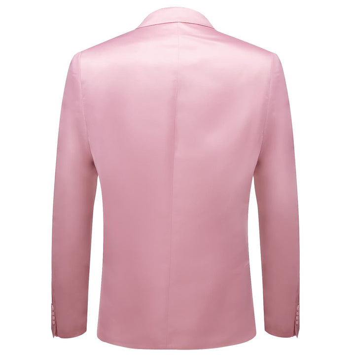 Men's Suit Pink Satin Notched Collar Suit Jacket Slim Blazer Wedding