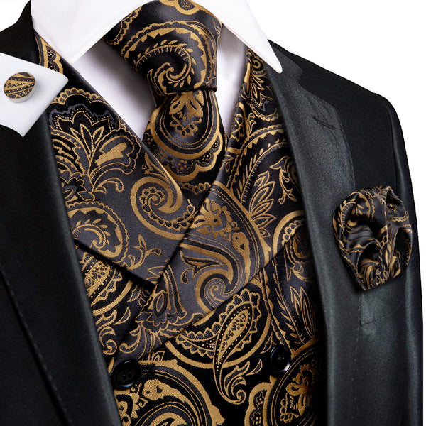 black gold silk mens vest fashion
