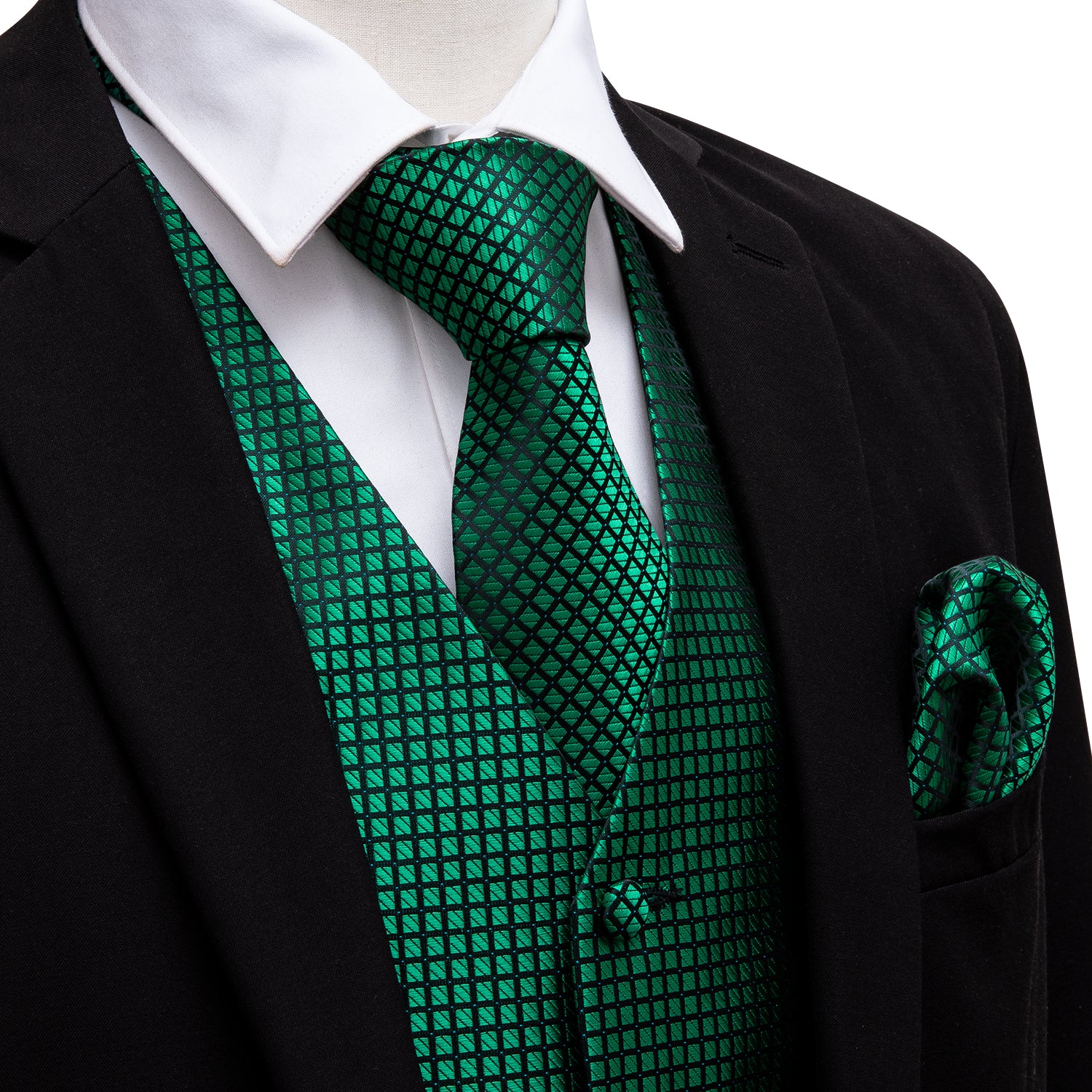 Tuxedo Vest Black Tux With Emerald Green Tie Ties2you Suit Vest