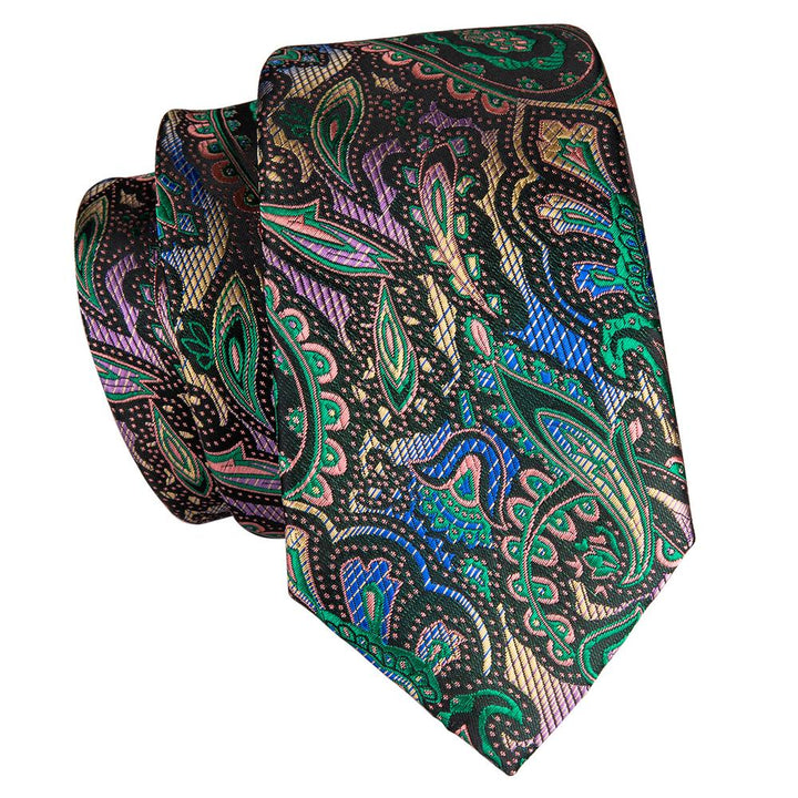 black green paisley mens silk ties