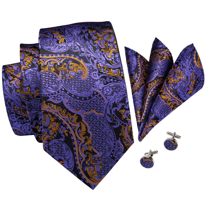 purple gold floral silk mens dress ties