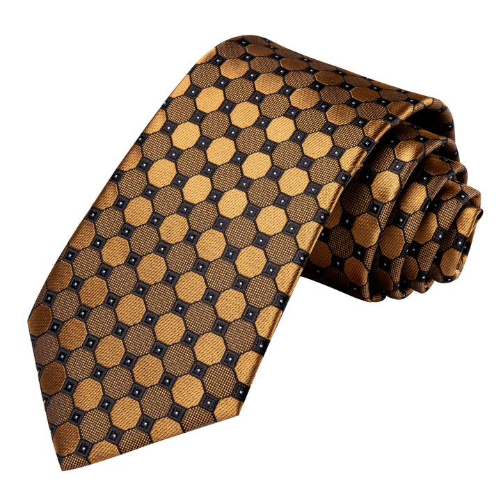 Golden Plaid Silk neck ties for men