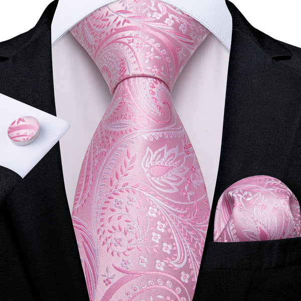 floral silk mens pink tie hanky cufflinks set for mens suit dress