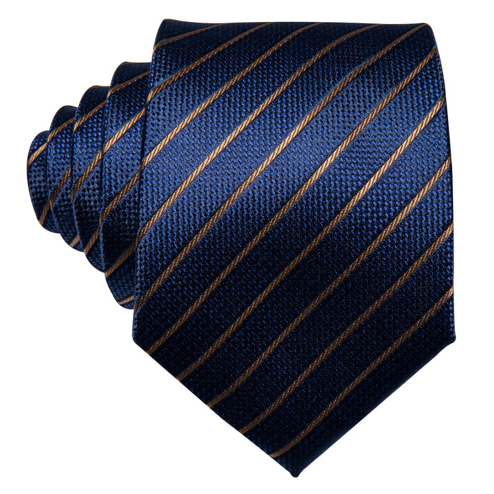 striped blue gold mens silk necktie