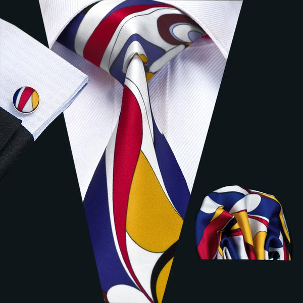 Mens casual tie Red Yellow Blue Novelty Silk Tie 