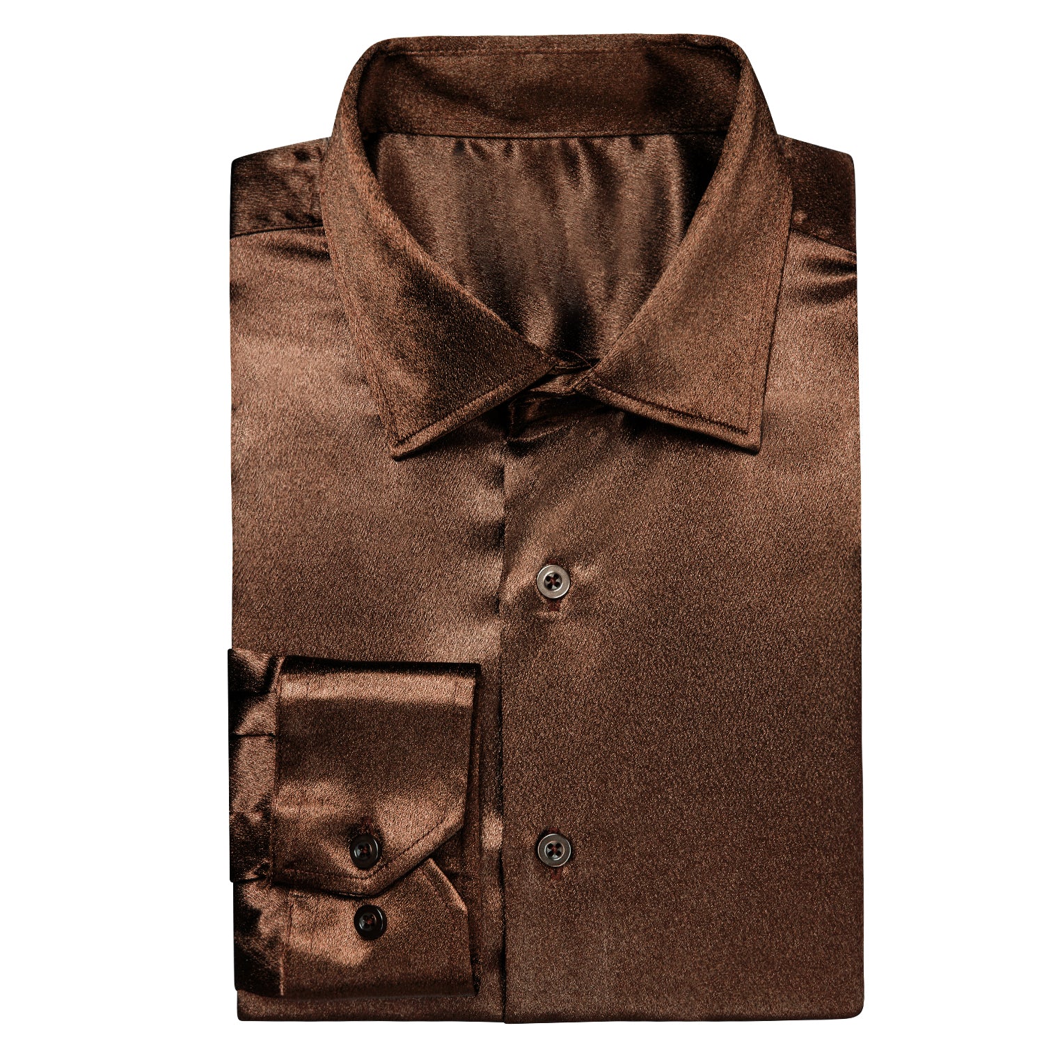 Ties2you Dress Shirt Brown Solid Silk Men's Button Down Shirt Jacket