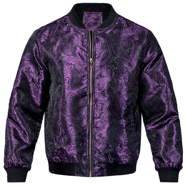 Ties2you Thin Jacket Dark Purple Paisley Men's Zipper Jacket
