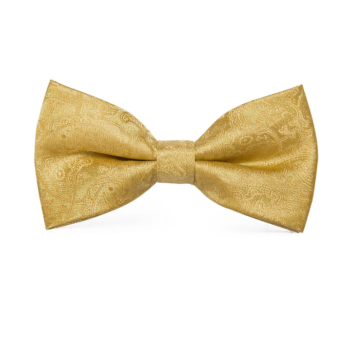Golden Paisley Men's clip on bow ties