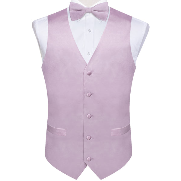Ties2you Vest for Men Satin Light Purple Pink Solid Men's Vest Bow Tie Set