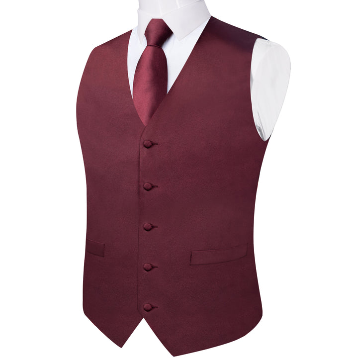 business solid red burgundy vest mens
