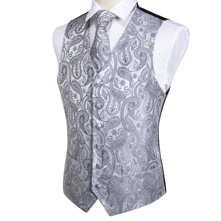 deep grey paisley silk men's suit vest styles