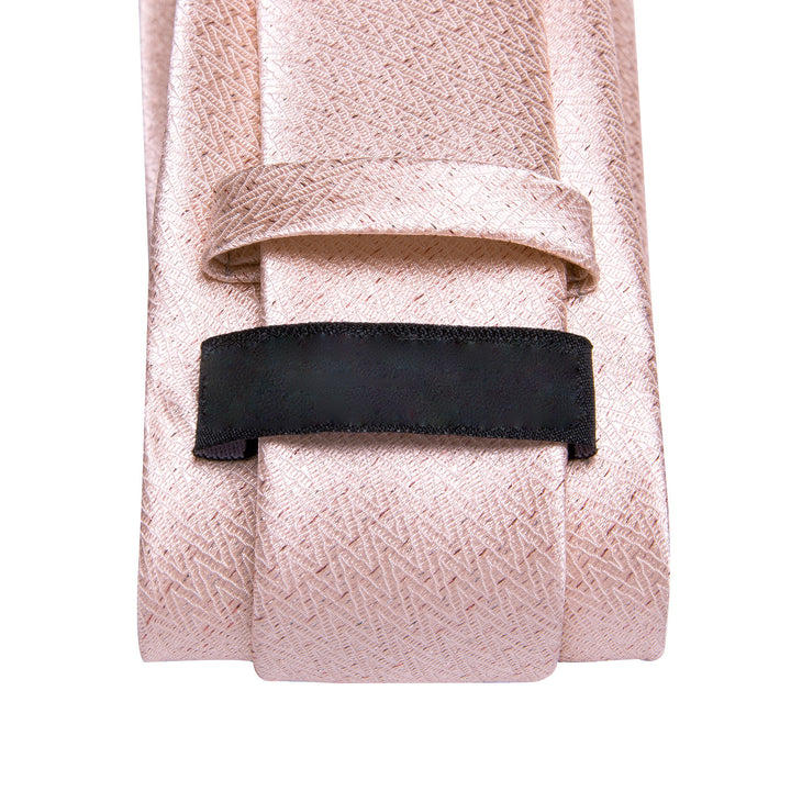 Glossy Pink Solid Necktie Pocket Square Cufflinks Set