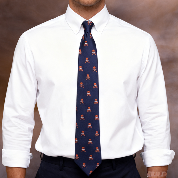 Ties2you Navy Blue Necktie Halloween Skull Novelty Tie Hanky Cufflinks Set