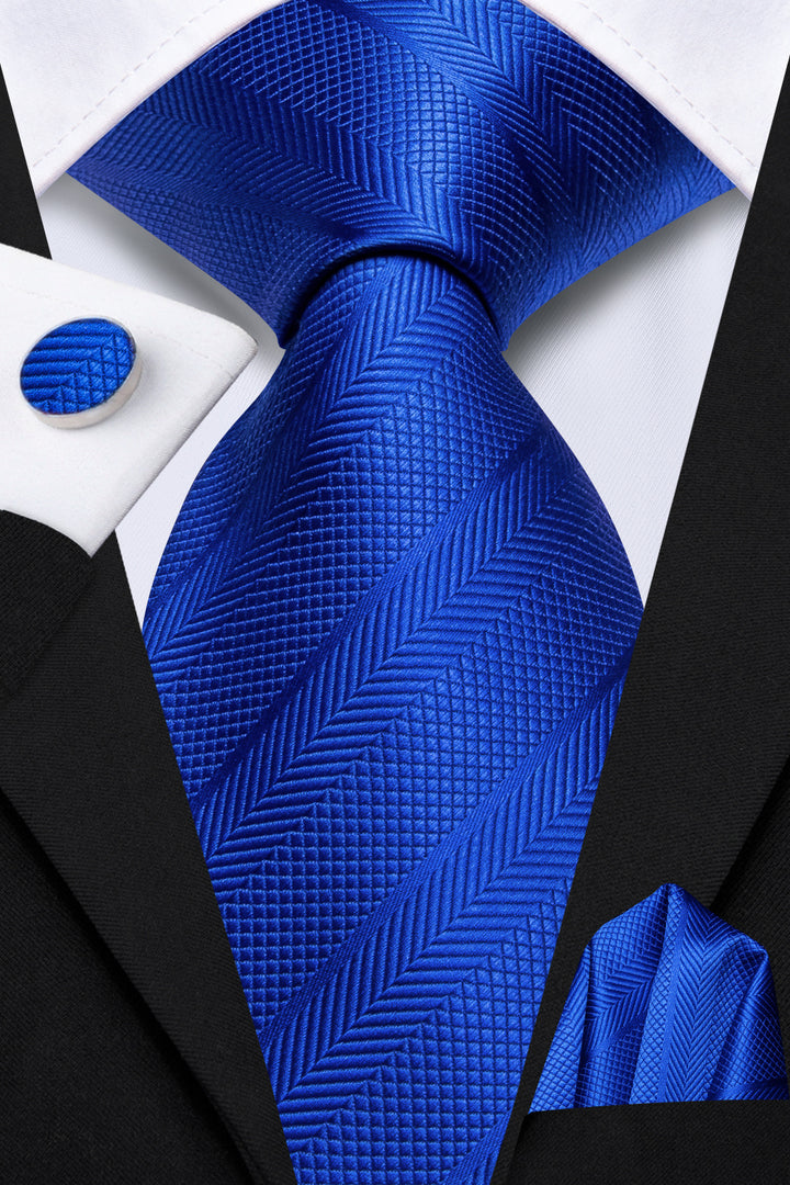 Men's Striped French Cuff Dress Shirt With Tie & Hanky Set - Classic Fit Cotton Blend (6 Colors)