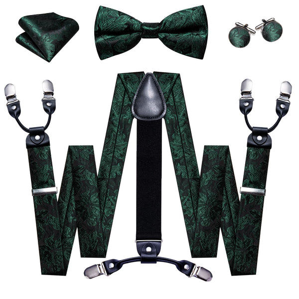 black green floral silk mens suspenders for mens suit wear
