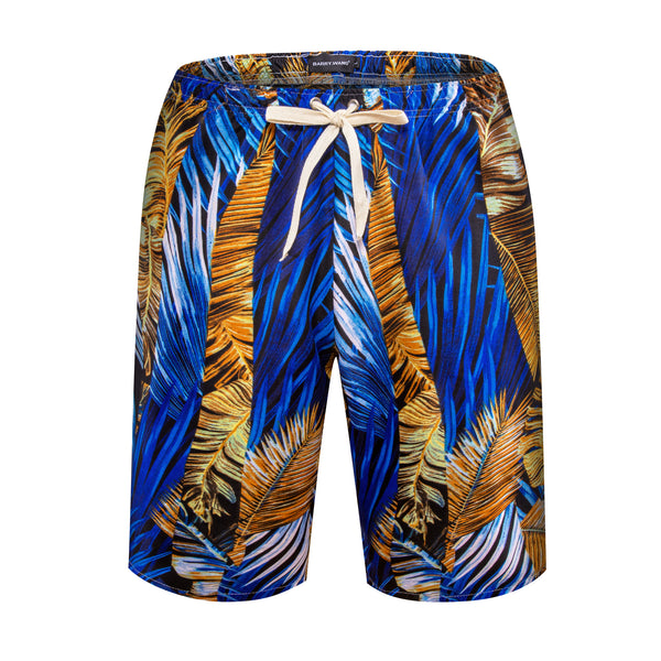 Ties2you Blue Gold Leaves Casual Men's Shorts
