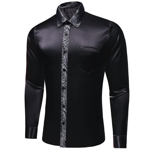 fashion splicing mens oversized black shirt