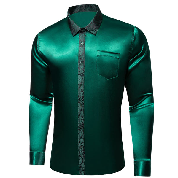 fashion business party splicing solid emerald green dress shirt