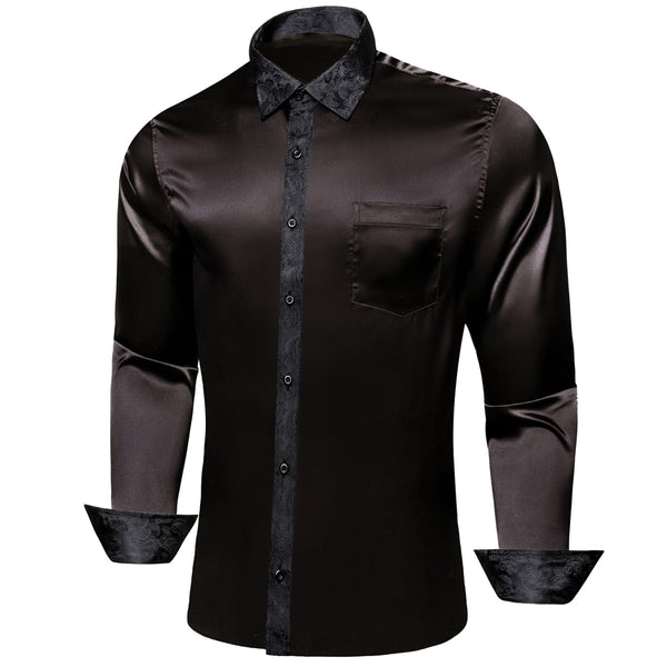 business office dress shirt Splicing black shirts for men