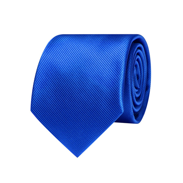 Classic Blue Solid Silk Men's Tie Pocket Square Cufflinks Set